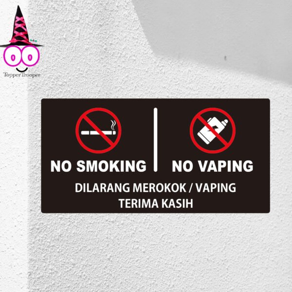 Akrilik Sign No Vaping No Smoking | Papan Tempel Modern