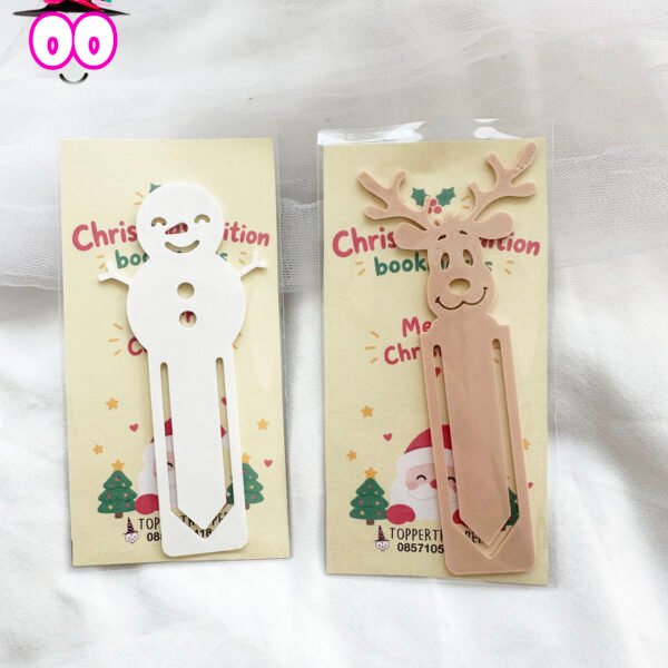 Penanda Halaman Buku Motif Boneka Salju dan Rusa Mini | Bookmark Karakter Lucu 2 Variations