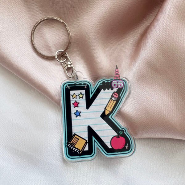 Gantungan Kunci Akrilik Alfabet A–Z Doodle Anak | Huruf Alphabet Bandul | Keychain Akrilik